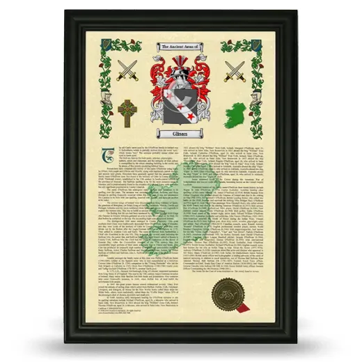 Glisan Armorial History Framed - Black