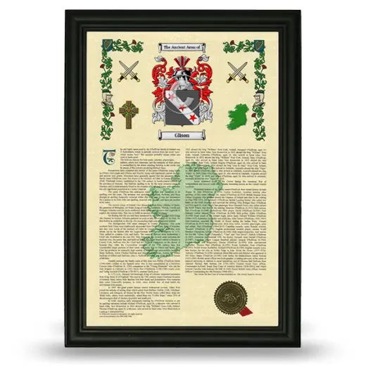 Glison Armorial History Framed - Black