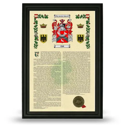 Glob Armorial History Framed - Black