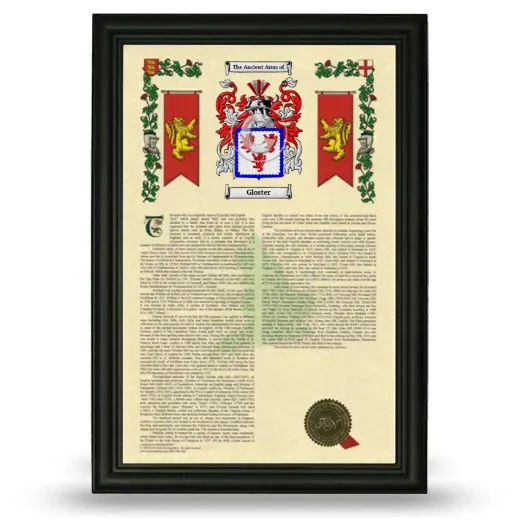 Gloster Armorial History Framed - Black