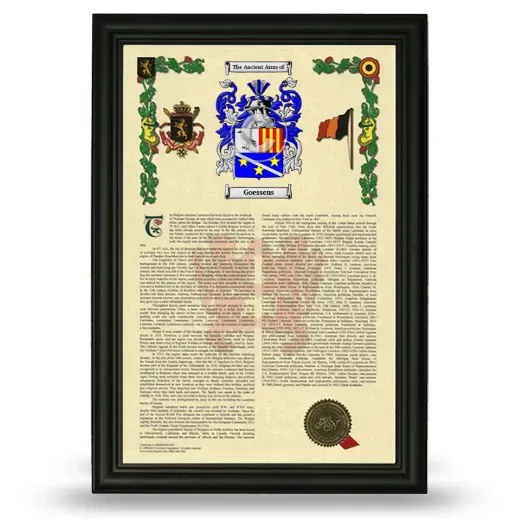 Goessens Armorial History Framed - Black
