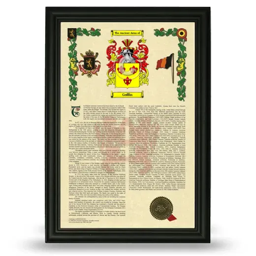 Goffin Armorial History Framed - Black