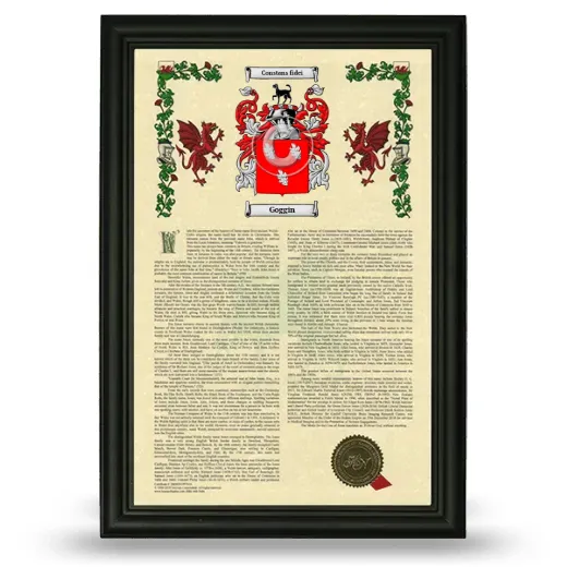 Goggin Armorial History Framed - Black