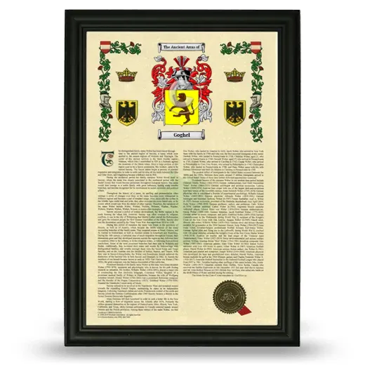 Goghel Armorial History Framed - Black