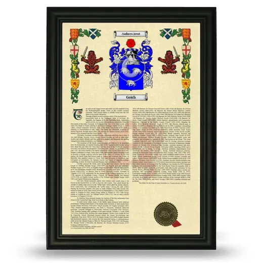 Goich Armorial History Framed - Black