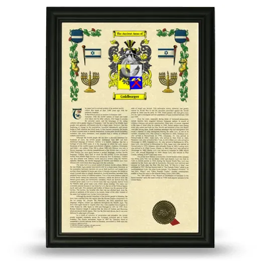 Goldburger Armorial History Framed - Black
