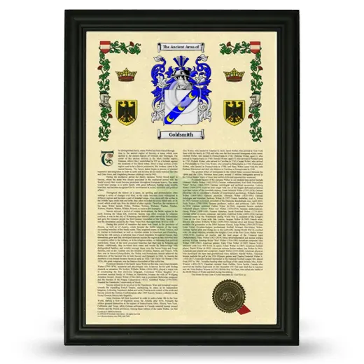 Goldsmith Armorial History Framed - Black
