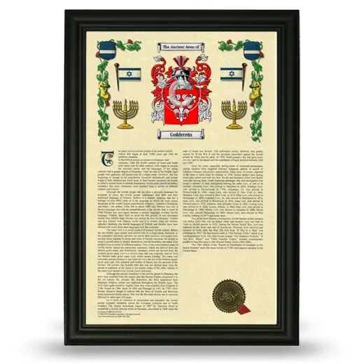 Goldstein Armorial History Framed - Black