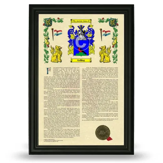 Golling Armorial History Framed - Black