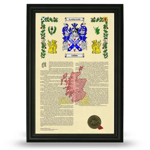 Gollon Armorial History Framed - Black