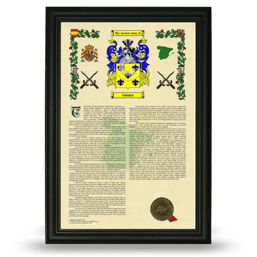 Gomez Armorial History Framed - Black