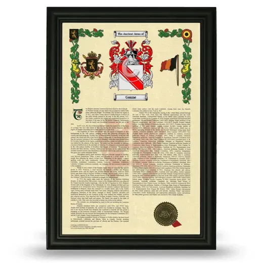Gonne Armorial History Framed - Black