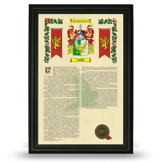 Goodlet Armorial History Framed - Black