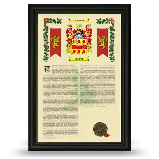 Goodwin Armorial History Framed - Black