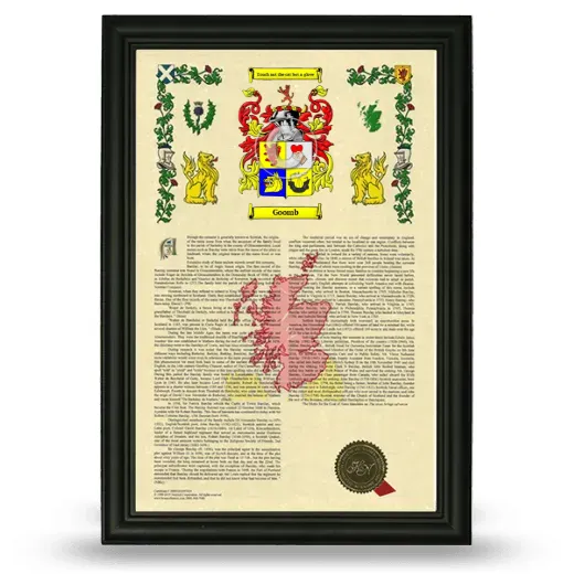 Goomb Armorial History Framed - Black
