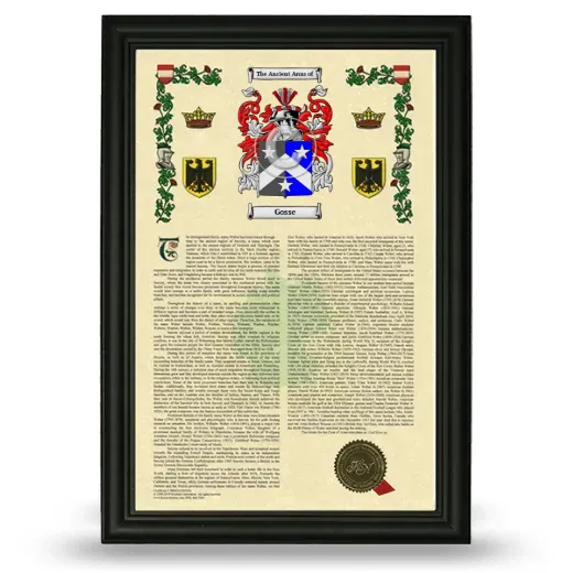 Gosse Armorial History Framed - Black