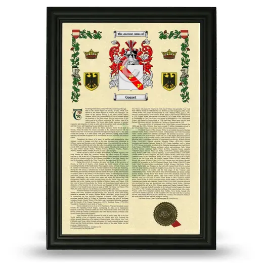 Gosset Armorial History Framed - Black