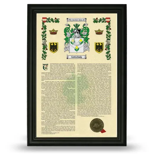 Gottschalg Armorial History Framed - Black