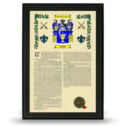Goudin Armorial History Framed - Black
