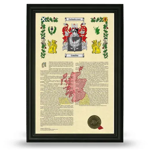 Gourley Armorial History Framed - Black