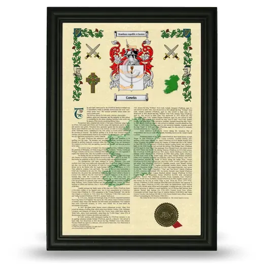 Gowin Armorial History Framed - Black