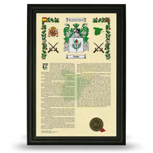 Graña Armorial History Framed - Black
