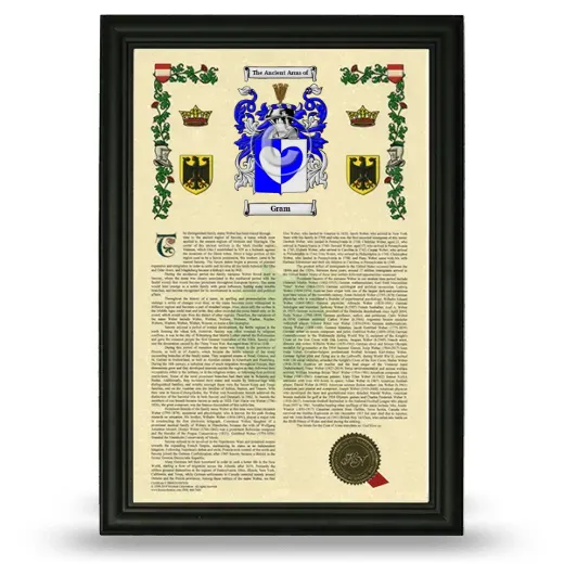 Gram Armorial History Framed - Black