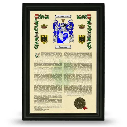 Grammen Armorial History Framed - Black