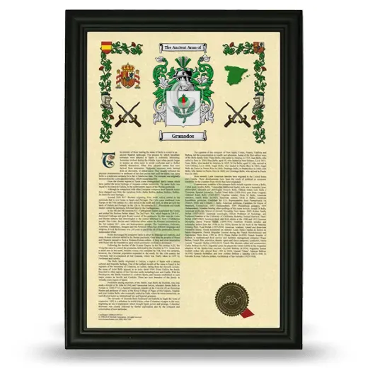 Granados Armorial History Framed - Black