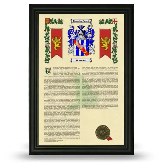Grantson Armorial History Framed - Black