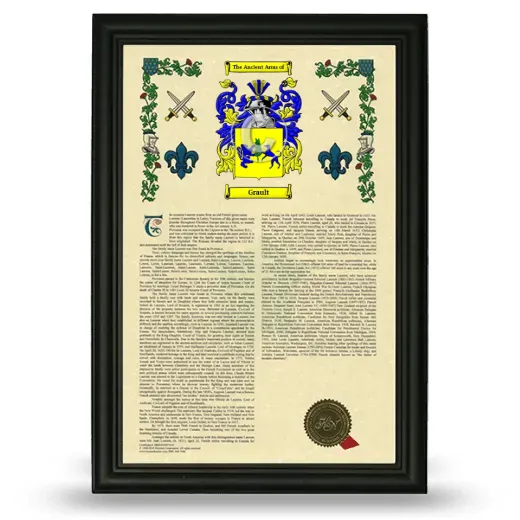 Grault Armorial History Framed - Black