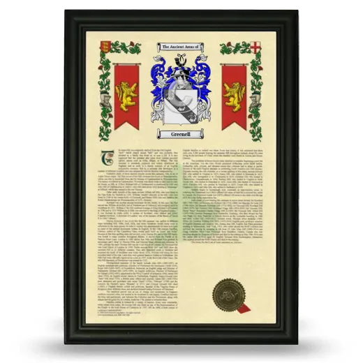Greenell Armorial History Framed - Black