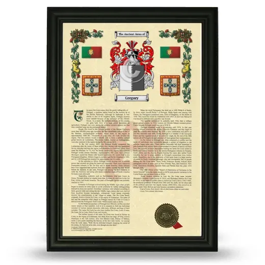 Gregory Armorial History Framed - Black