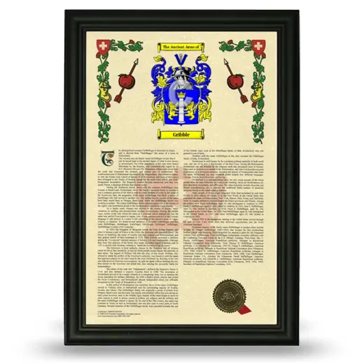 Gribble Armorial History Framed - Black
