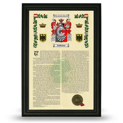 Griebenow Armorial History Framed - Black