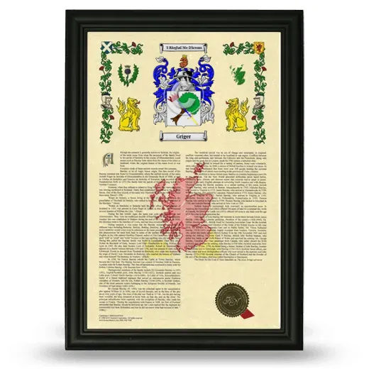 Griger Armorial History Framed - Black