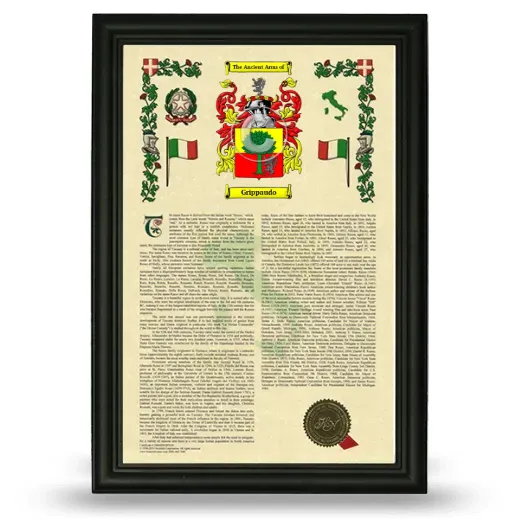 Grippaudo Armorial History Framed - Black