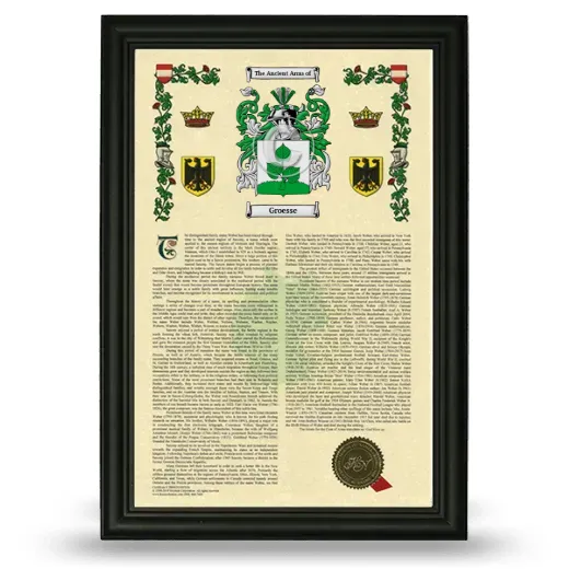 Groesse Armorial History Framed - Black