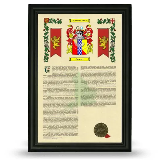 Groover Armorial History Framed - Black