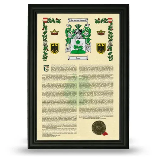 Gros Armorial History Framed - Black