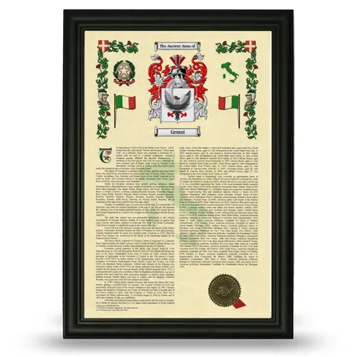 Grossi Armorial History Framed - Black