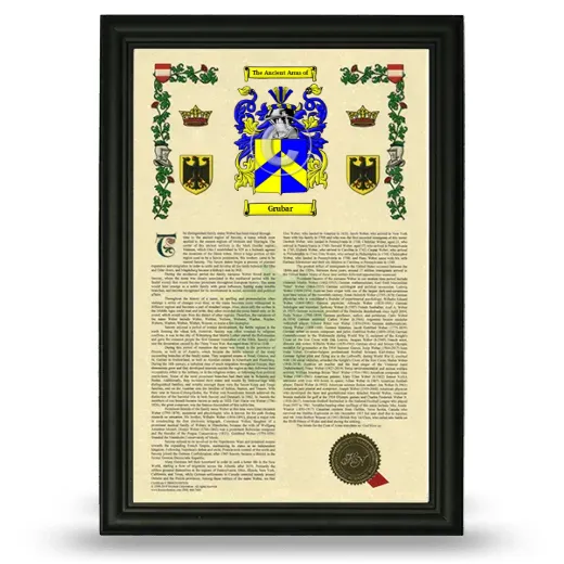 Grubar Armorial History Framed - Black