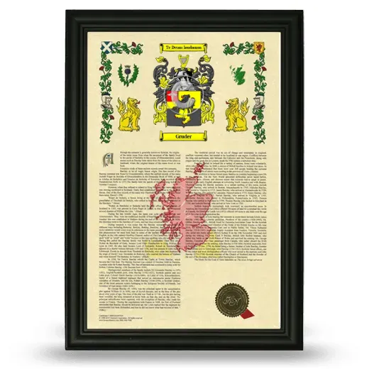 Gruder Armorial History Framed - Black
