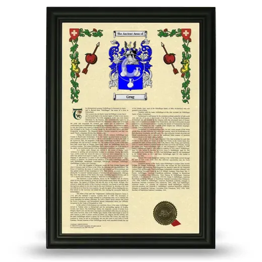 Grug Armorial History Framed - Black
