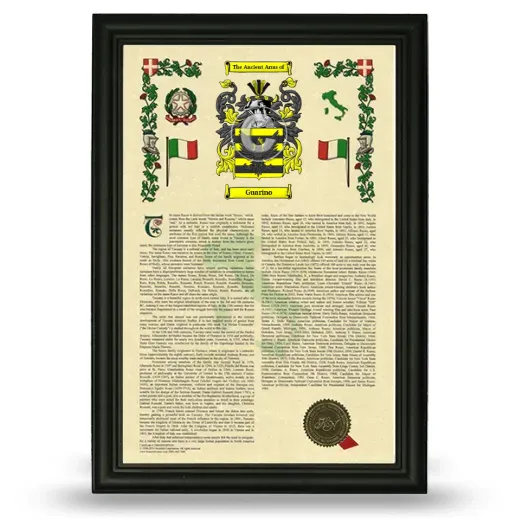 Guarino Armorial History Framed - Black