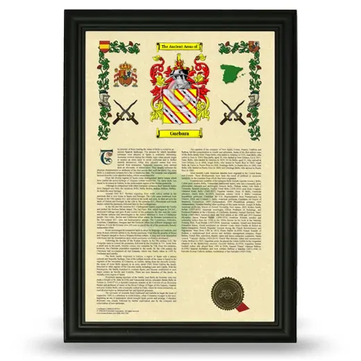 Guebara Armorial History Framed - Black