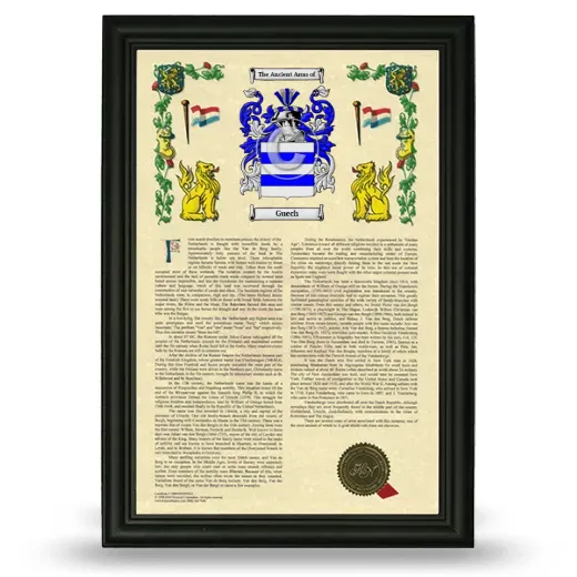 Guech Armorial History Framed - Black