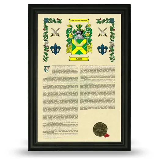 Guich Armorial History Framed - Black
