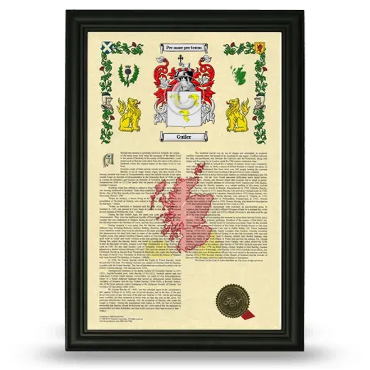 Guiler Armorial History Framed - Black