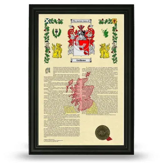 Guiliams Armorial History Framed - Black